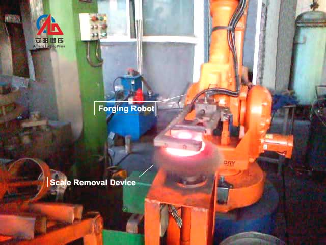 automatic robot and scale removal devive for forging automation